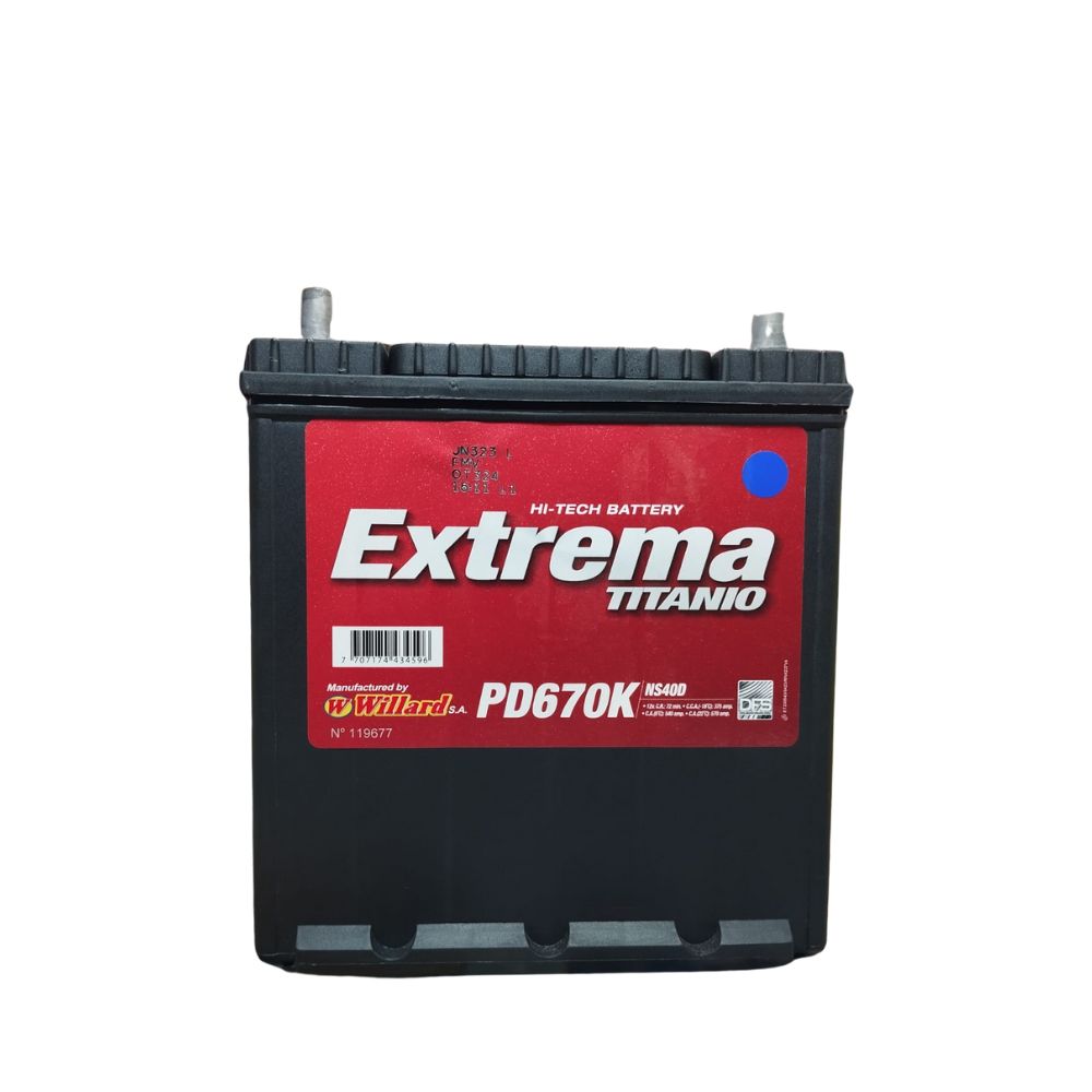 Batería Auto Willard Extrema Titanio 670 Ns40 | Derecha (+)
