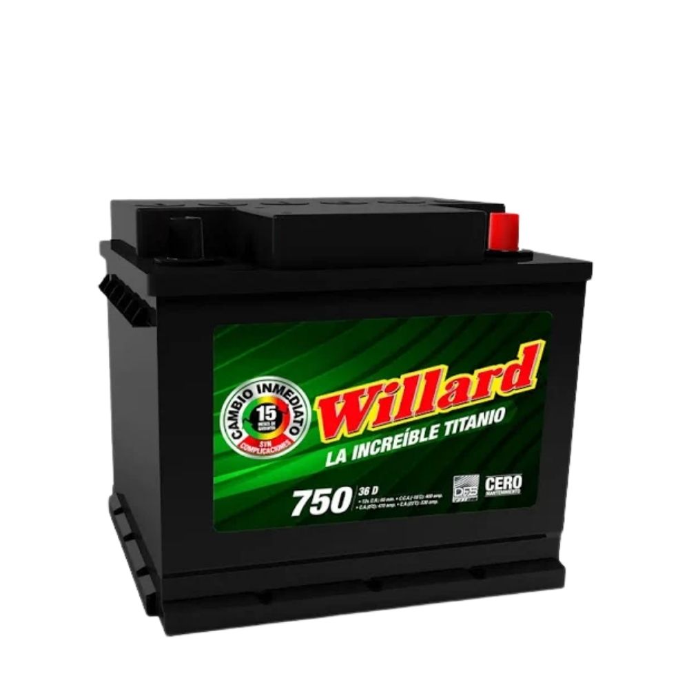 Batería Auto Willard Titanio 750 36 | Derecha (+)